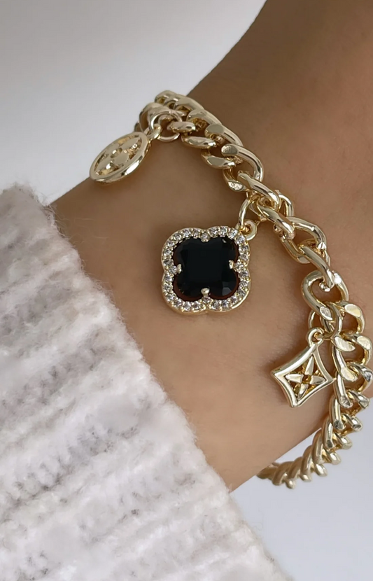 Delicate Black Clover Bracelet