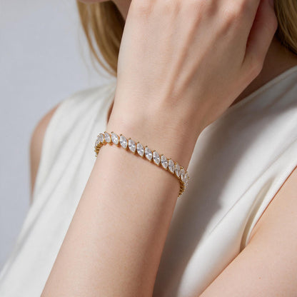 Solene 14K-Gold Plated Marquise Tennis Bracelet