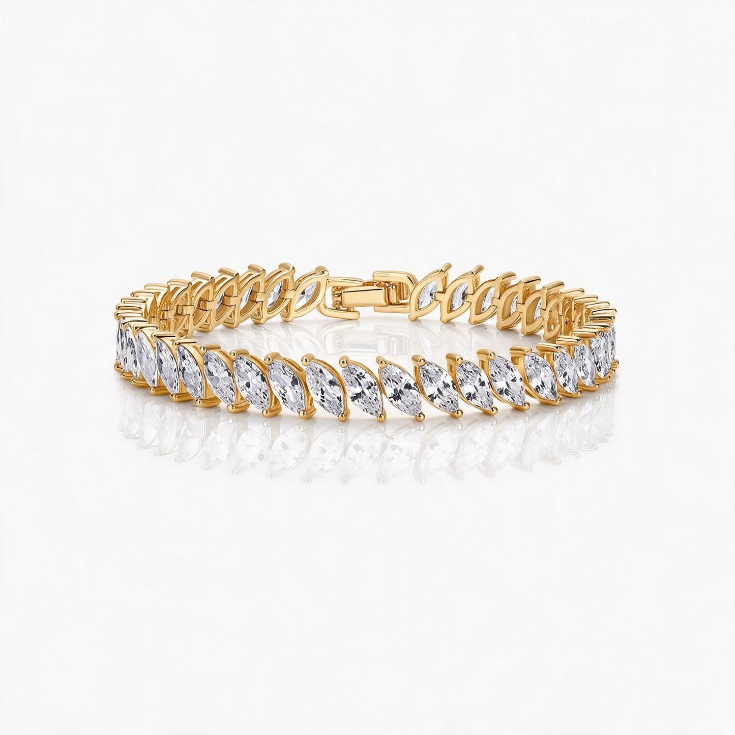 Solene 14K-Gold Plated Marquise Tennis Bracelet